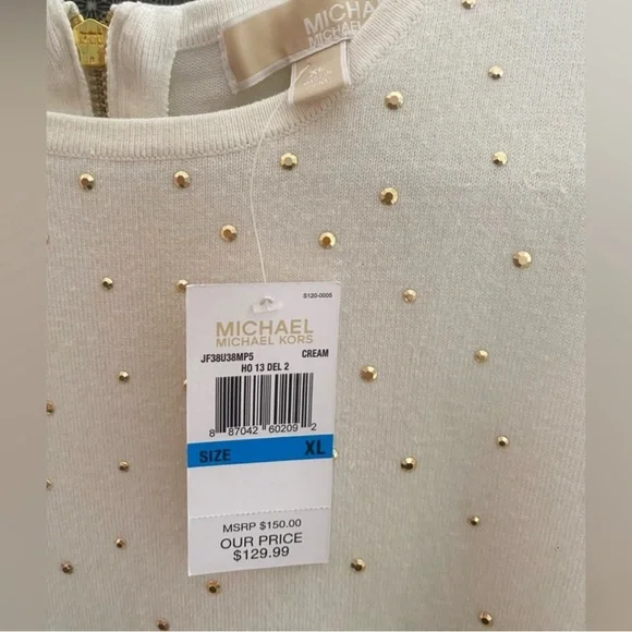 Michael Kors Cream Studded Sweater Dress - Picture 3 of 5